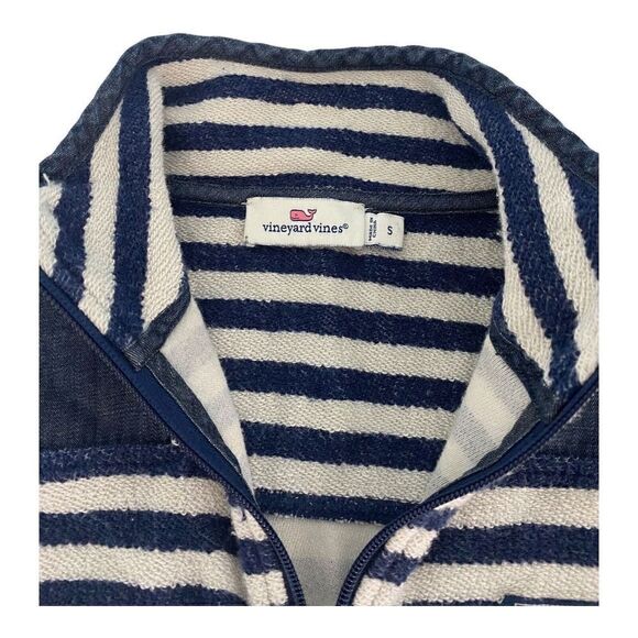 Vineyard Vines Shep women’s Striped Cotton Pullover Sweatshirt Blue/White Small - Picture 5 of 11